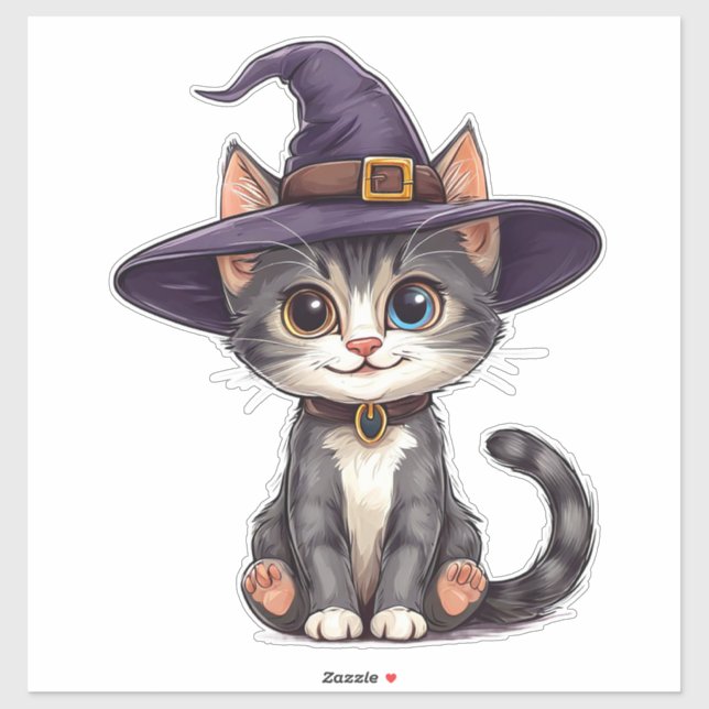 Adorable Cat in Witch Hat (Sheet)