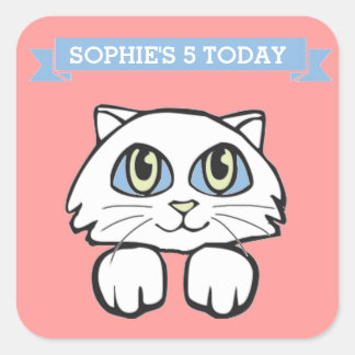 ADORABLE CAT KIDS SQUARE STICKERS