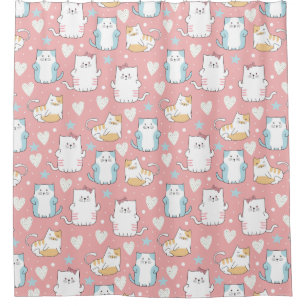 Adorable Cat Pattern Shower Curtain