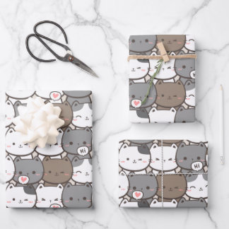 Adorable Cat Pattern Wrapping Paper Sheet