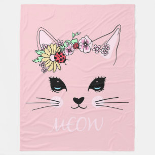 Adorable Cat Pink Cute Meow Cat Blanket