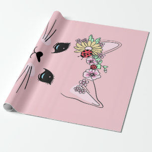 Adorable Cat   Pink Cute Meow Cat Blanket Wrapping Paper