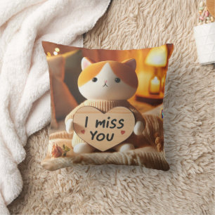 Adorable Cat Plush with Heartfelt Message Cushion