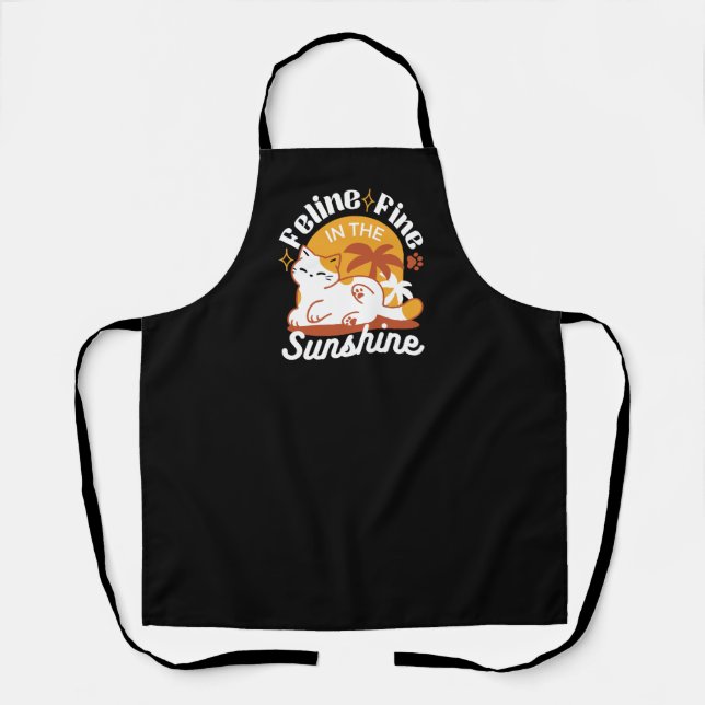 Adorable Cat Relaxing in the Sunshine – Summer Pet Apron (Front)