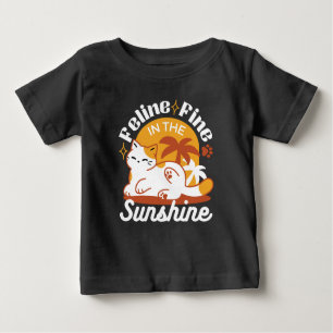 Adorable Cat Relaxing in the Sunshine – Summer Pet Baby T-Shirt