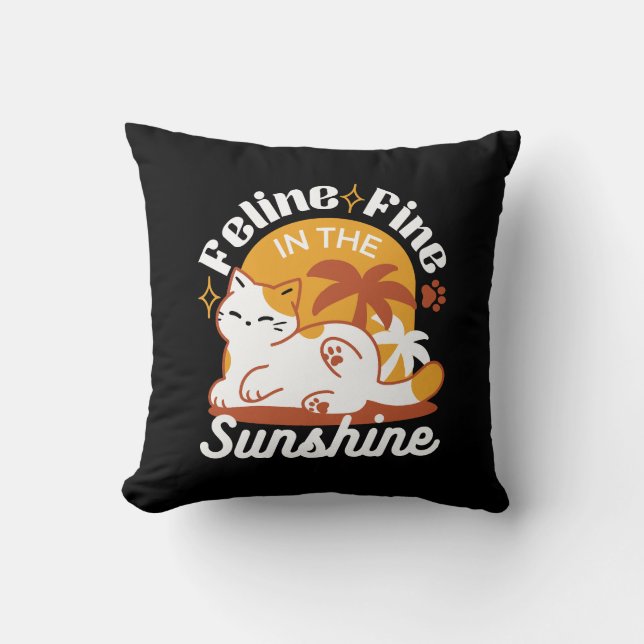 Adorable Cat Relaxing in the Sunshine – Summer Pet Cushion (Front)