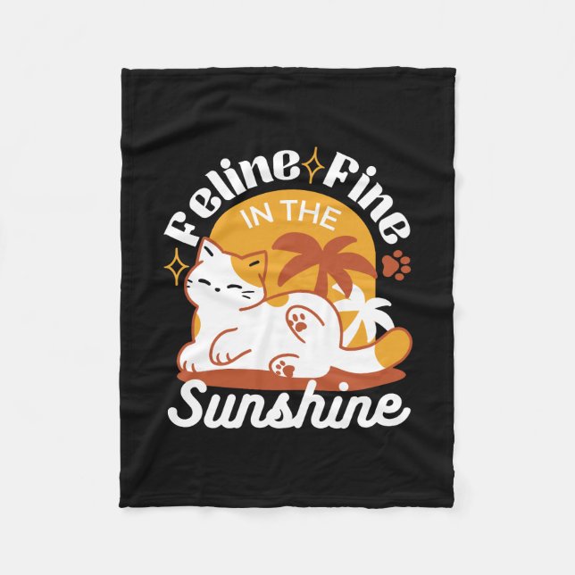 Adorable Cat Relaxing in the Sunshine – Summer Pet Fleece Blanket (Front)