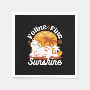 Adorable Cat Relaxing in the Sunshine – Summer Pet Napkin