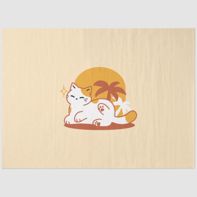 Adorable Cat Relaxing in the Sunshine – Summer Pet Tissue Paper (Front)