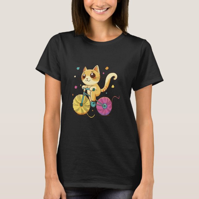 Adorable Cat Riding a Bike  Playful & Charming Ill T-Shirt (Front)