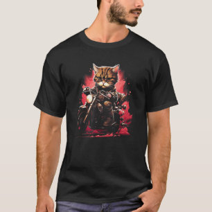 Adorable Cat Riding a Cool Motorcycle Graphic T-Shirt