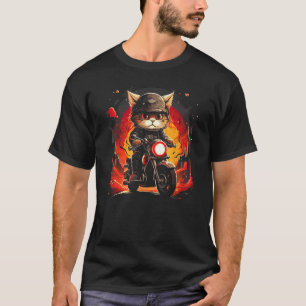 Adorable Cat Riding a Motorcycle - Funny Cat Biker T-Shirt