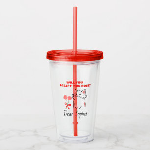 Adorable Cat&Rose Acrylic Tumbler