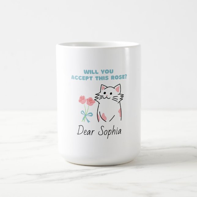 Adorable Cat&Rose  Coffee Mug (Center)