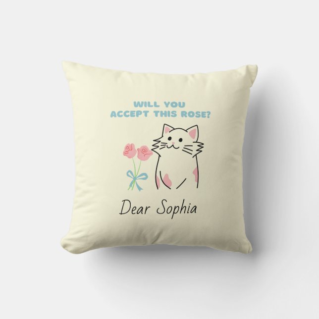 Adorable Cat&Rose Cushion (Front)