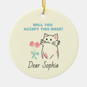 Adorable Cat&Rose Ornament