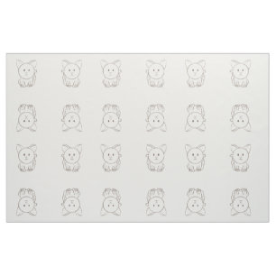 Adorable cat sketch fabric