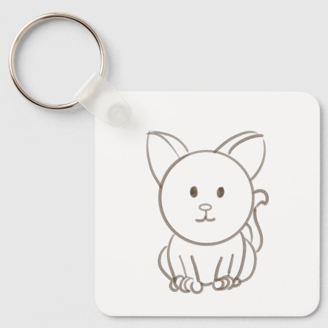 Adorable cat sketch key ring (Front)