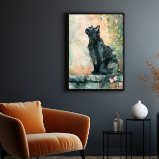 ADORABLE CAT WATERCOLOR ILLUSTRATION POSTER