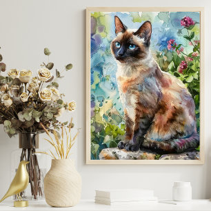 ADORABLE CAT WATERCOLOR ILLUSTRATION POSTER