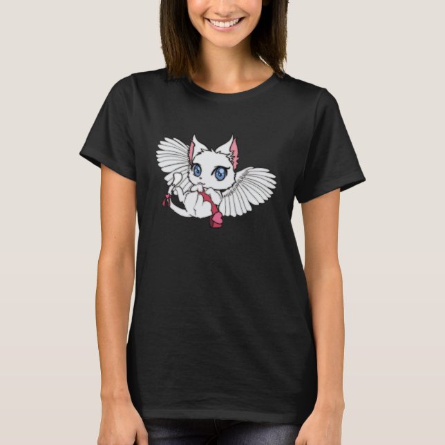 Adorable cat with wings angel Valentine s day kitt T-Shirt (Front)