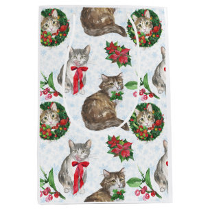 Adorable Cat Wreath Medium Gift Bag