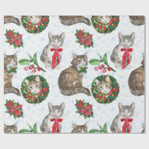 Adorable Cat Wreath Wrapping Paper