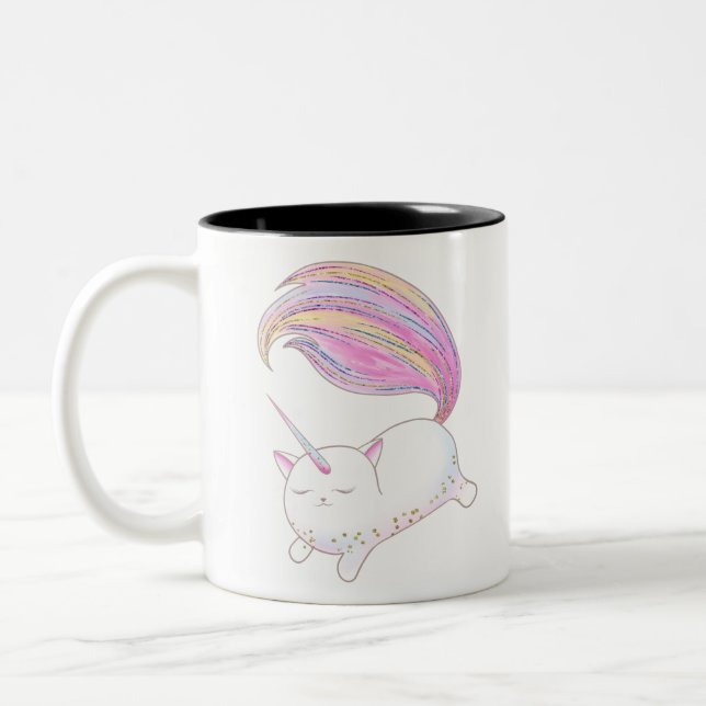 Adorable Caticorn Two-Tone Coffee Mug (Left)