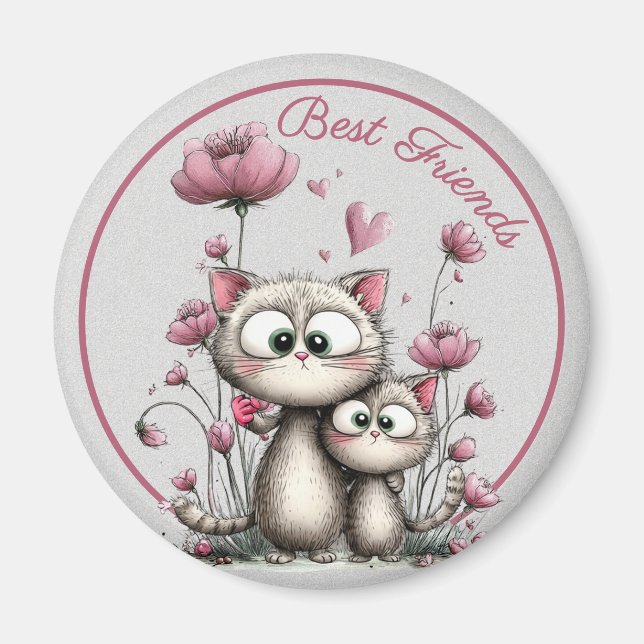 Adorable Cats Best Friends Magnet (Front)
