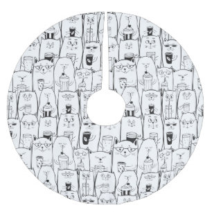 Adorable cats brushed polyester tree skirt