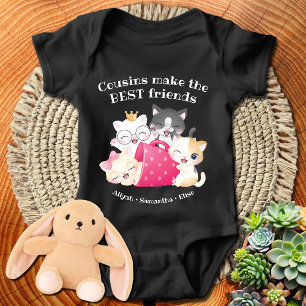 Adorable Cats Cousins Make the Best Friends Custom Baby Bodysuit