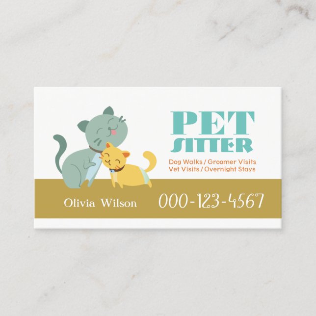 Adorable Cats Loyalty Rewards Pet Sitting Service (Front)