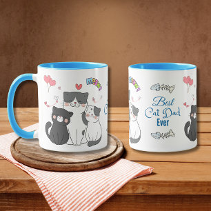 Adorable Cats Meow with Hearts Best Cat Dad Ever  Mug