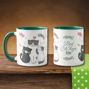 Adorable Cats Meow with Hearts Best Cat Mum Ever Mug