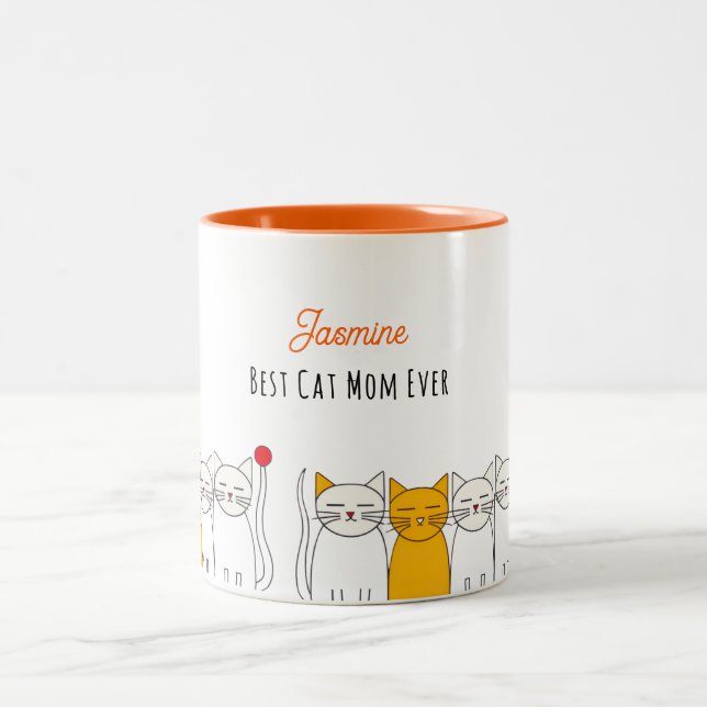 Adorable Cats Mug – Personalised Cat Mum Gift Idea (Center)