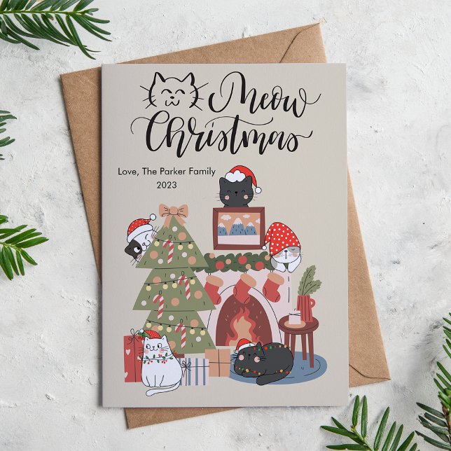 Adorable Cats Room Pet Lover Christmas Flat Holiday Card (Creator Uploaded)