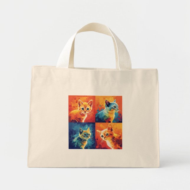 Adorable Cats silhouette Stylist Tote Bags (Front)