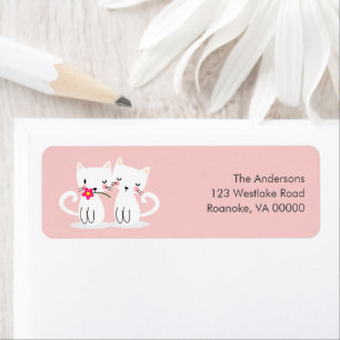 Adorable Cats Valentines Day Personalised Return Address Label