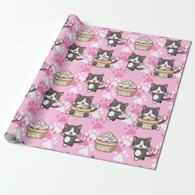 Adorable Cats Wrapping Paper (Unrolled)