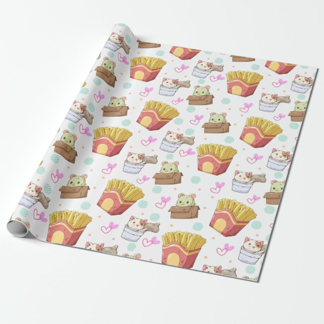 Adorable Cats Wrapping Paper (Unrolled)