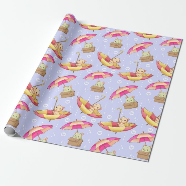 Adorable Cats Wrapping Paper (Unrolled)