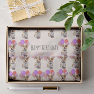 Adorable Cheerful Dog Lovers Peach Corgi Birthday Tissue Paper
