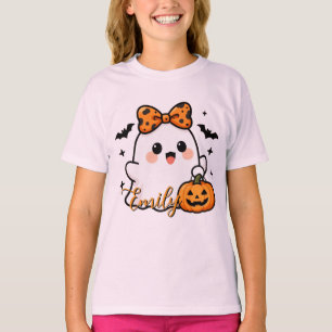 Adorable Cheetah Bow Ghost Kids Tee