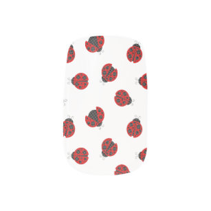 Adorable Chequered Plaid Ladybug Graphic Pattern Minx Nail Art