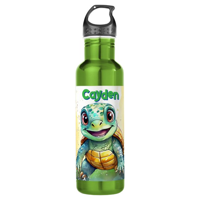 Adorable Chibi Sea Turtle Personalised 710 Ml Water Bottle (Front)