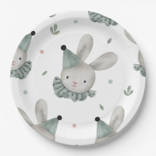 Adorable Chic Bunny Rabbit Rustic Paper Plate