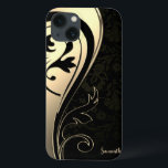Adorable  Chic Gold, Black Paisley -Personalised iPhone 13 Case<br><div class="desc">Adorable elegant  gold and black paisley with your name</div>