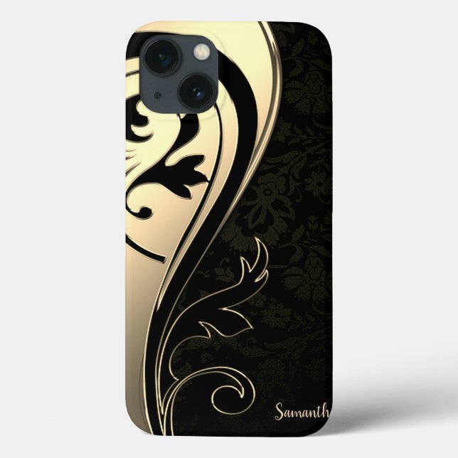 Adorable  Chic Gold, Black Paisley -Personalised Case-Mate iPhone Case (Back)