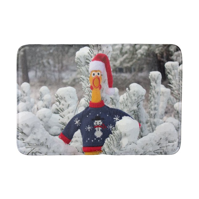 Adorable Chicken Christmas Bath Mat! Mat (Front)