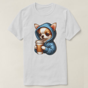 Adorable Chihuahua Drinking Coffee from Cup T-Shirt